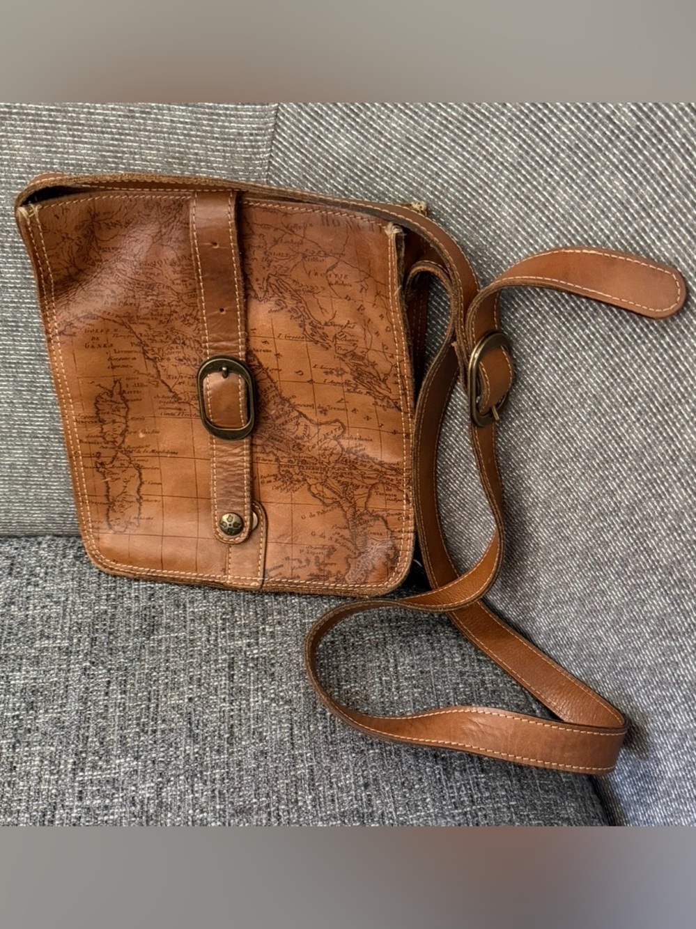 Patricia Nash Leather VeneziaPouch w/ Crossbody Strap Signature Map